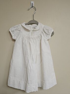 Jacadi Paris Cotton Button Dress Cordoroy Baby Girl 6M